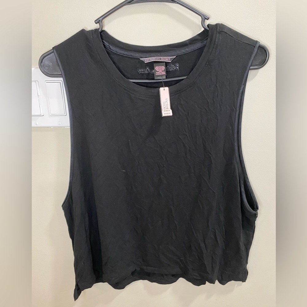 VICTORIA SECRET black muscle tank, size L, NWT